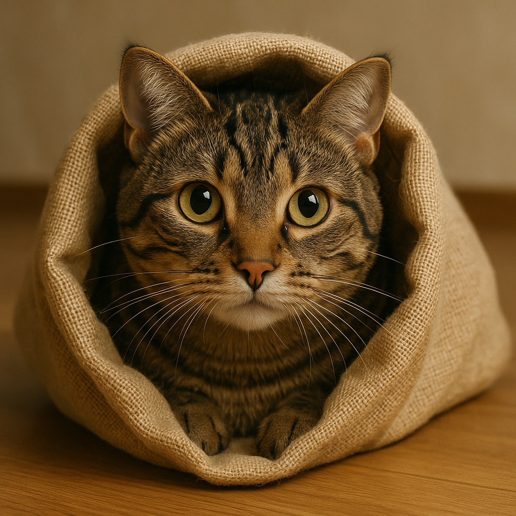 Zdjęcie kota w worku 